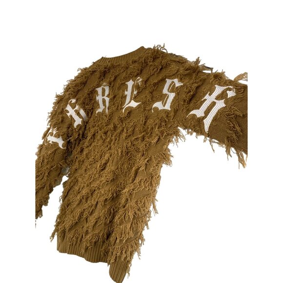Rare Kleep Mens Small Shaggy Pullover Sweater Embroider FRESH spelled out 7547 - Picture 4 of 10